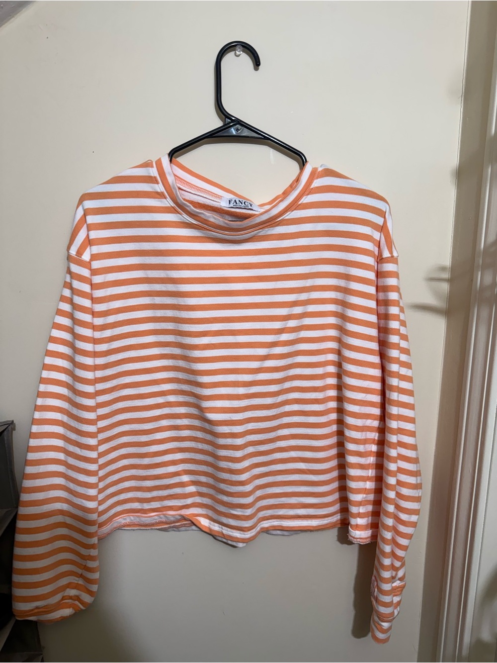 FANCY Striped Long Sleeve Tee in Orange and White